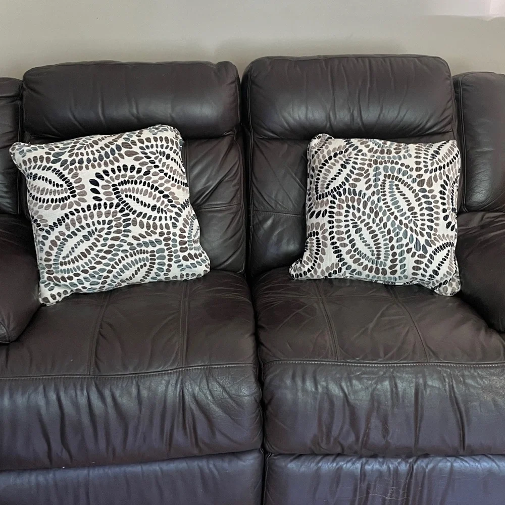 2  Fowl Down Feather Throw Couch Pillows 18” X 18” neutral chic decor
